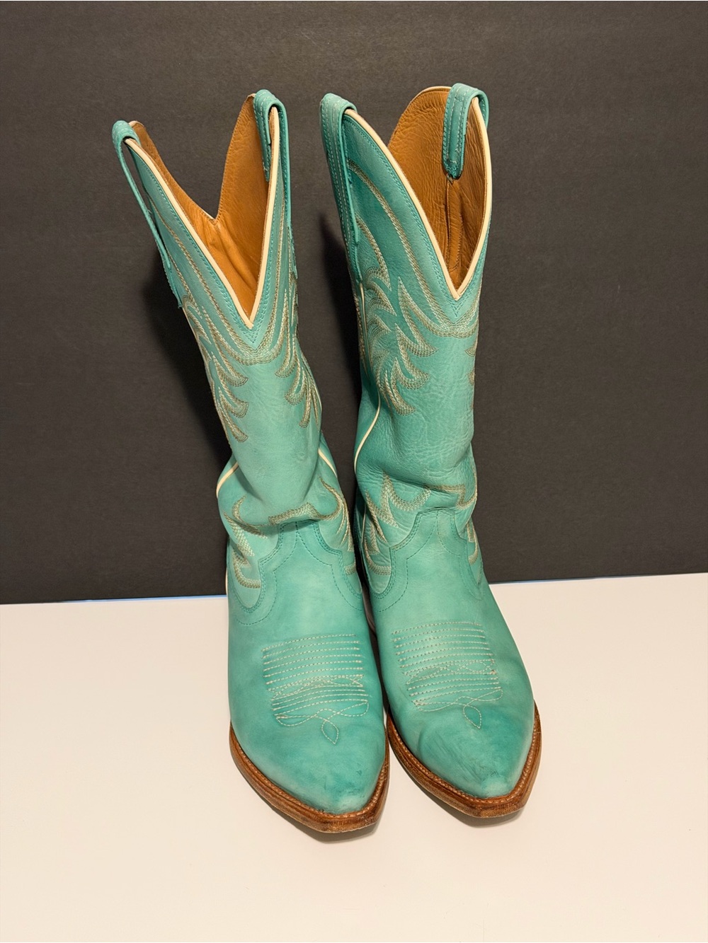 Tecovas The Annie Turquoise Western Leather Heeled Boots - Picture 4 of 15